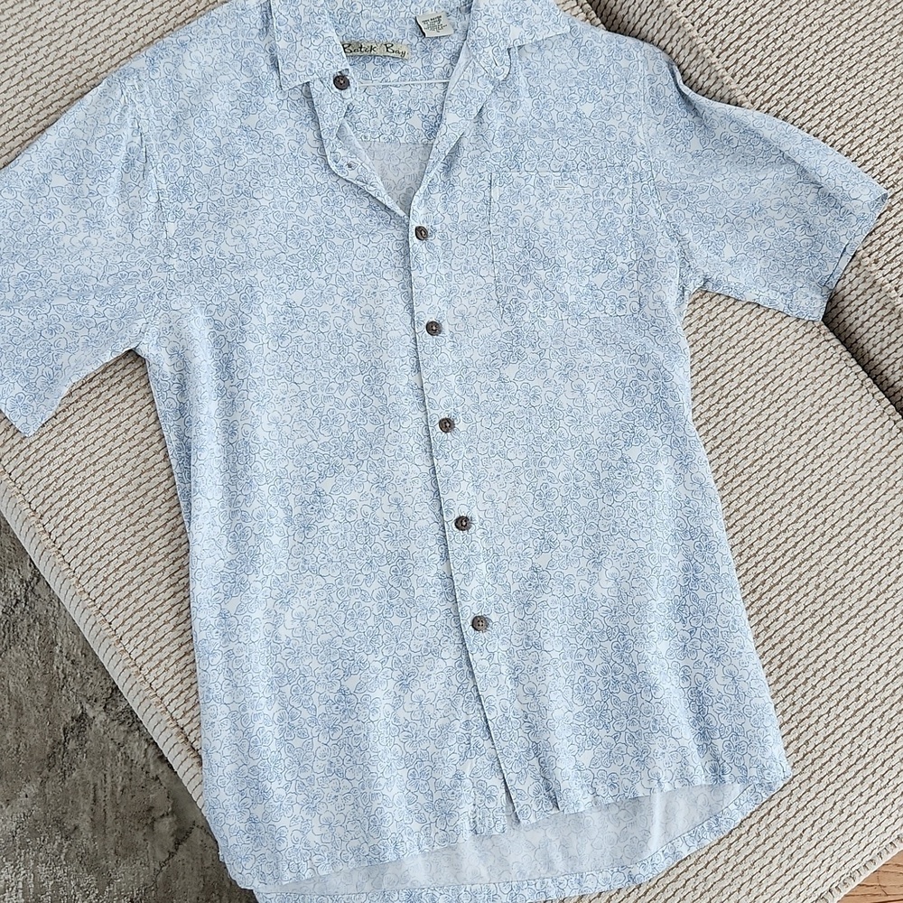 Men's Blue Patterned Shirt, Batek Bay, Small